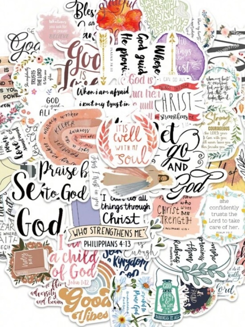 50pk Christian Inspirational Sticker Set - 50 Pieces! - Picture 2 of 5